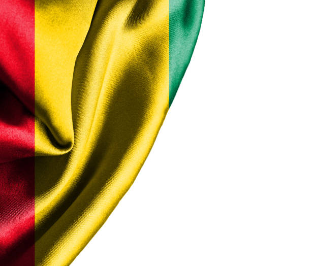 Guinea waving silky flag isolated on white background