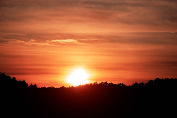 istock Sunset is sunny, orange sky. Rural landscape 1186766010