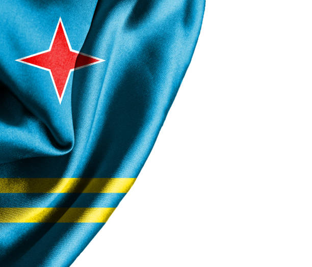 Aruba waving silky flag isolated on white background