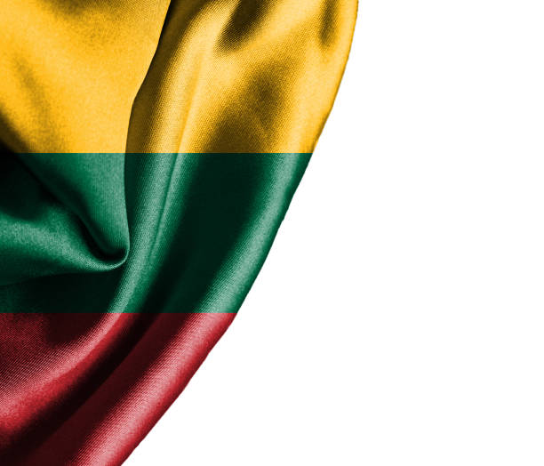 istock Lithuania waving silky flag isolated on white background 1186767498