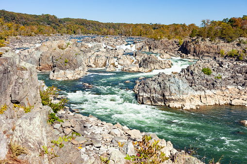 Great Falls National Park located in northern Virginia on a fall day.