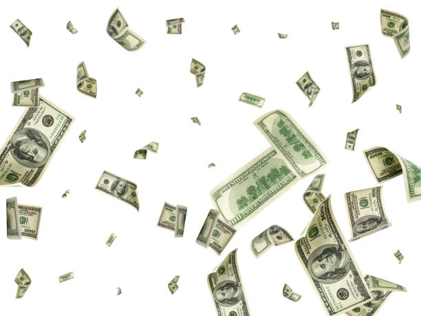 istock Money stack. Hundred dollars of America. Falling money isolated, us bill. 1186768057