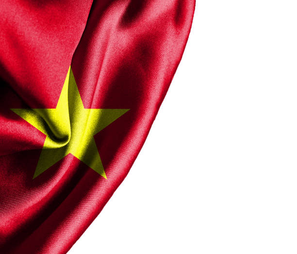 Vietnam waving silky flag isolated on white background