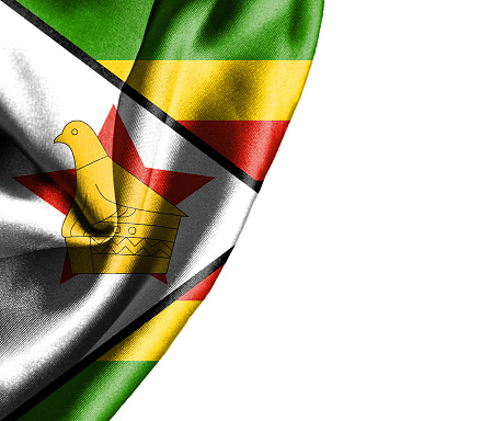 Zimbabwe waving silky flag isolated on white background