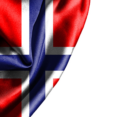 Norway waving silky flag isolated on white background