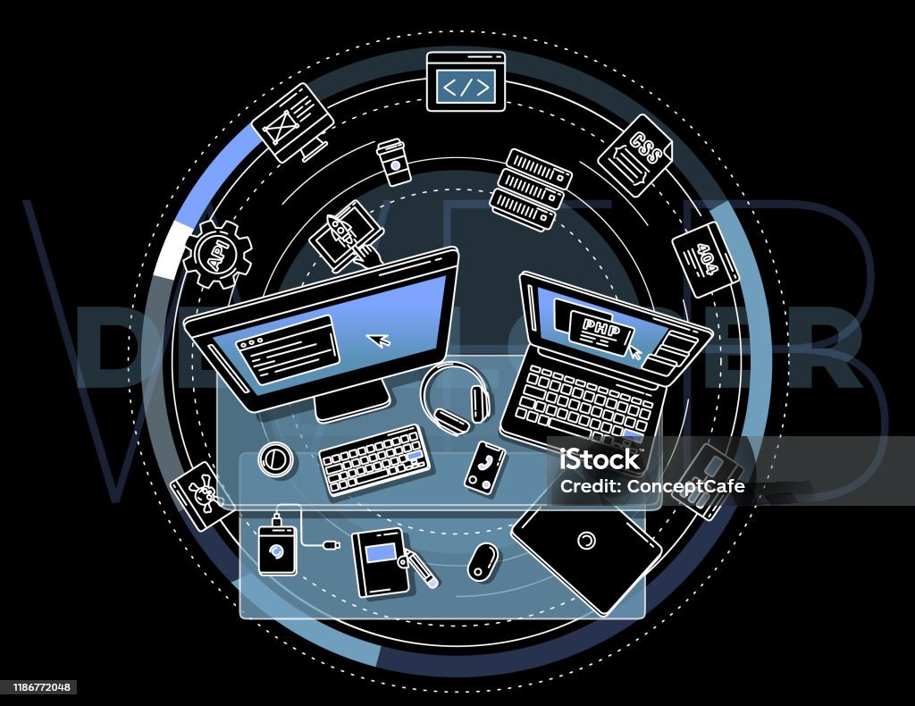 Detailed Illustration For Promo Poster Web Developer Stock Illustration ...
