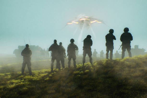 istock Arrival of alien star ship 1186773311
