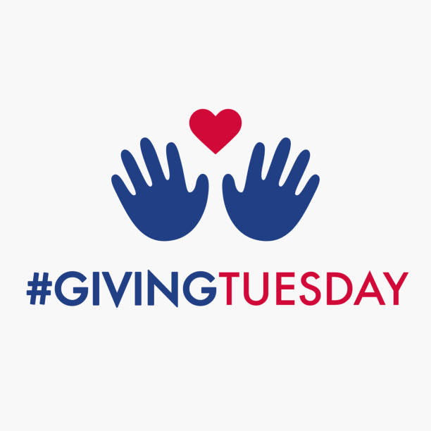 Giving Tuesday banner design Giving Tuesday, global day of charitable giving. Helping hand with heart shape. Charity campaign banner design, vector illustration. giving tuesday stock illustrations