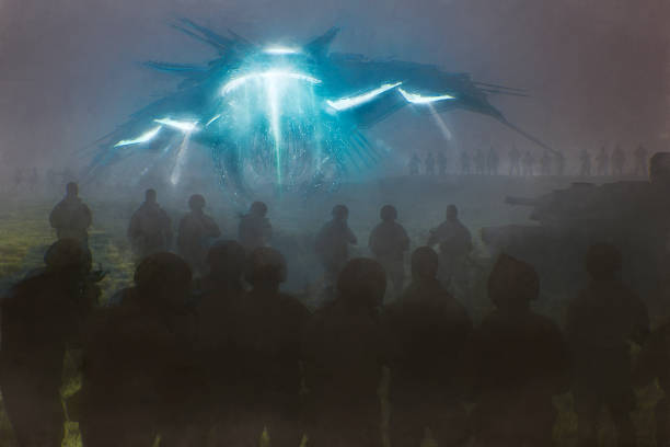 istock Arrival of alien star ship 1186773767
