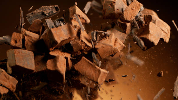 istock Flying pieces of crushed chocolate pieces 1186775588