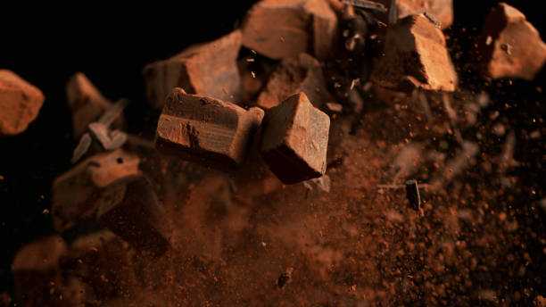 istock Flying pieces of crushed chocolate pieces 1186775592