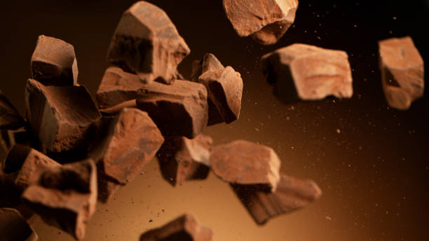 istock Flying pieces of crushed chocolate pieces 1186775601