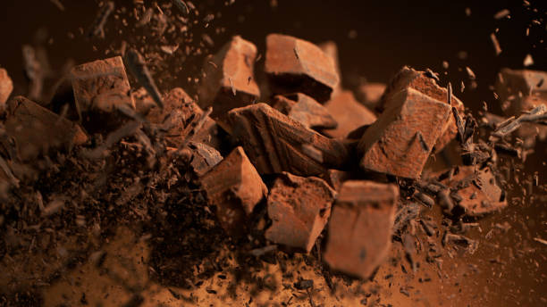 istock Flying pieces of crushed chocolate pieces 1186775609