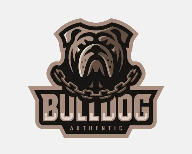 Vector illustration of Bulldog modern logo. Dog design emblem template for a sport and eSport team.