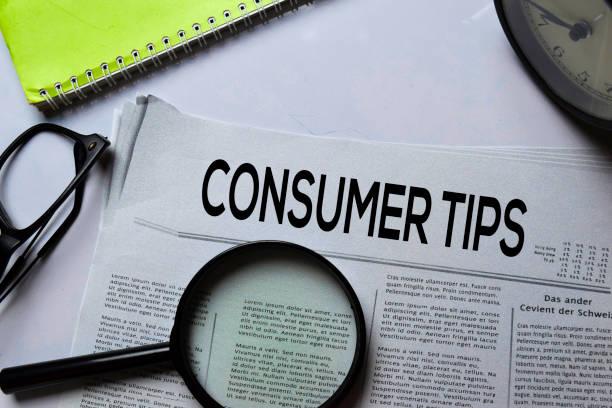 istock Consumer Tips text in headline isolated on white background. Newspaper concept 1186776206