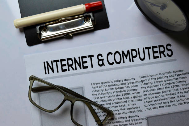 istock Internet and Computers text in headline isolated on white background. Newspaper concept 1186776237