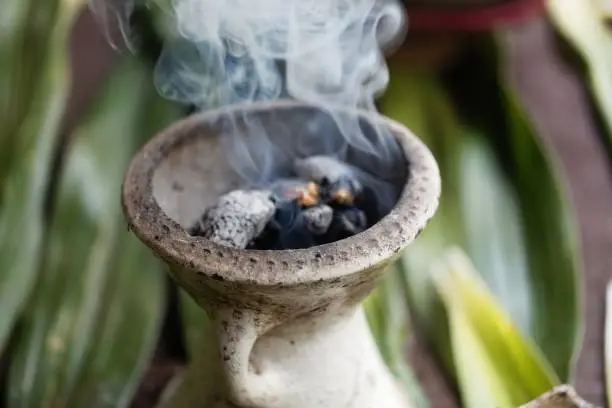 Photo of Incense burner with green leaves