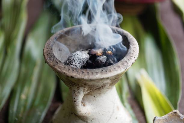 istock Incense burner with green leaves 1186777183