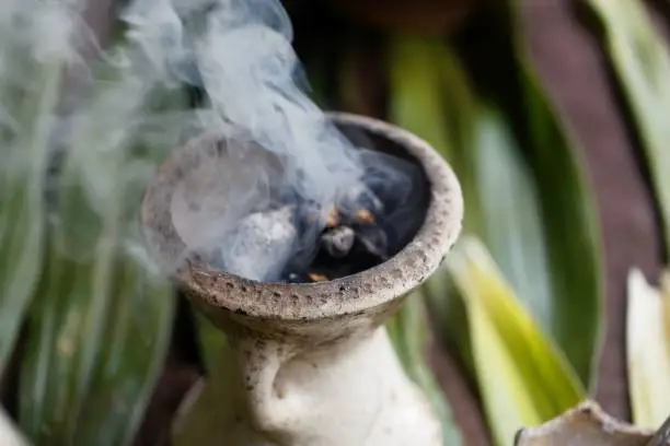 Photo of Incense burner with green leaves