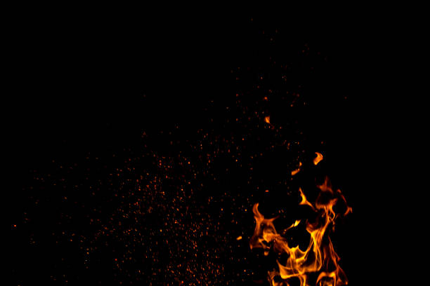 istock bonfire spark in the dark sky in night, shallow focus 1186782118