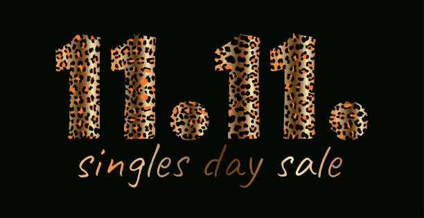 istock Vector poster with leopard numbers 11.11 for World Shopping Day 1186782352