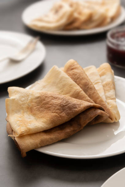 istock Stack of thyn pancakes. Homemade pancakes for breakfast isoalted. 1186787046