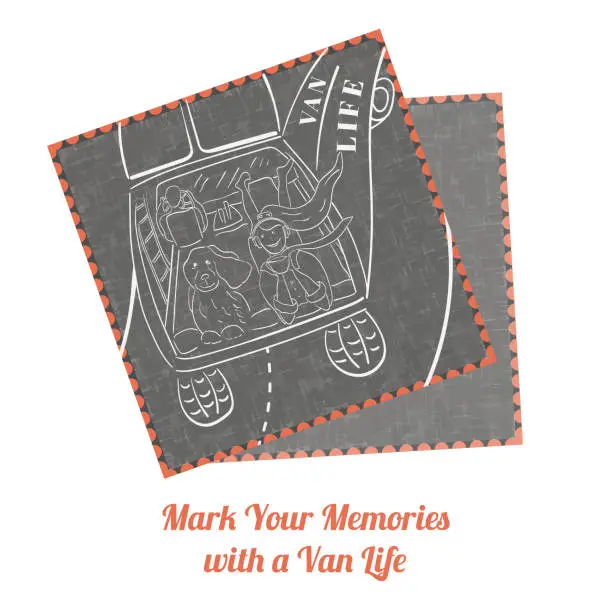Vector illustration of Two Stamps with Image of Van Life