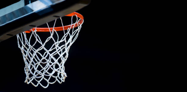 istock Basketball hoop isolated on black background 1186790108