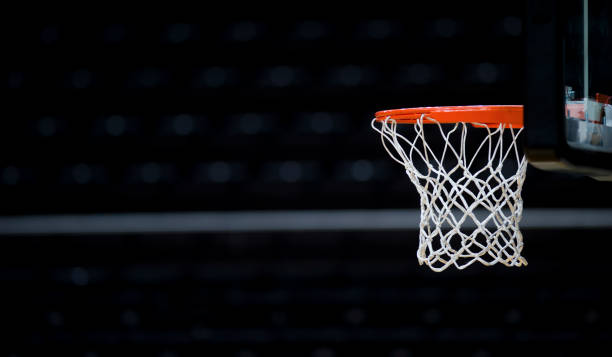 istock Basketball hoop isolated on black background 1186790111