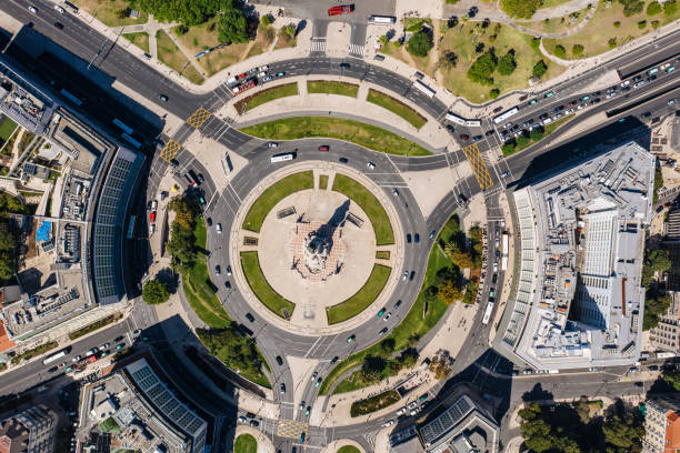 istock Aerial view of roundabout 1186796609