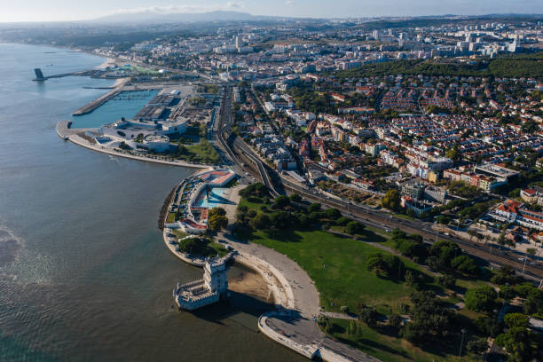 istock Drone view of Belem tower 1186796925