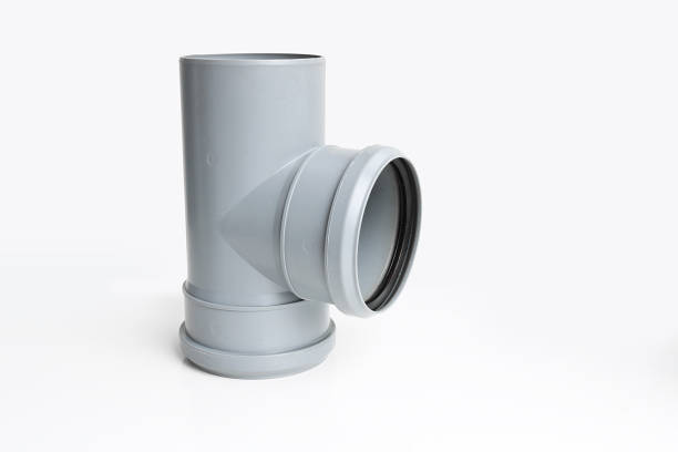 istock Plastic PVC pipes sewer fittings on a light background. 1186803910