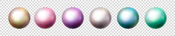 istock Shiny pearl isolated on transparent background. Multicolored orbs, spherical balls and 3D circle glass buttons. Glossy sphere, icons set. Vector objects for decoration. Illustration. 1186804162