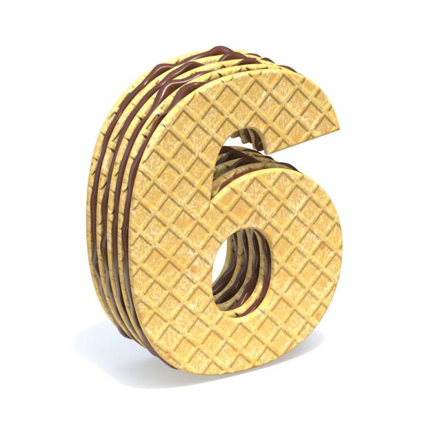 istock Waffles font with chocolate cream filling Number 6 SIX 3D 1186806287