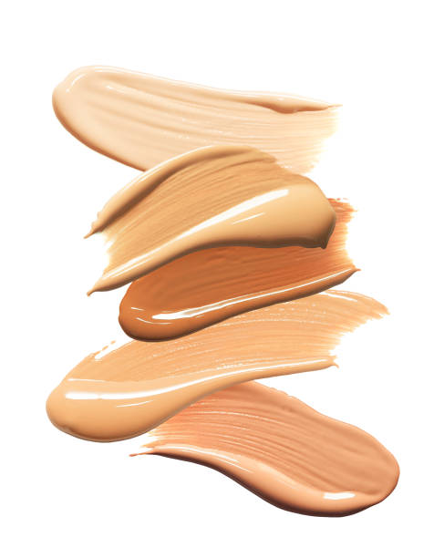 Make-up foundation swatches Make-up foundation BB-cream CC-cream primer corrector camouflage fluid cream powder concealer base swatches on white isolated background make up palette photos stock pictures, royalty-free photos & images