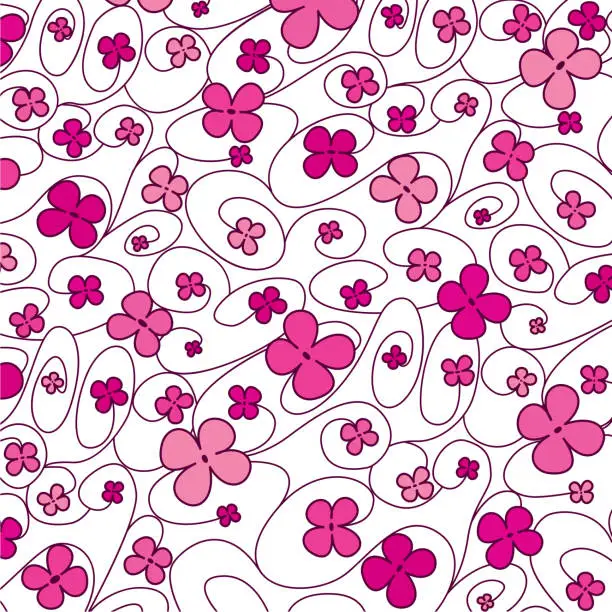 Vector illustration of Swirly whimsical floral pattern in vector format.