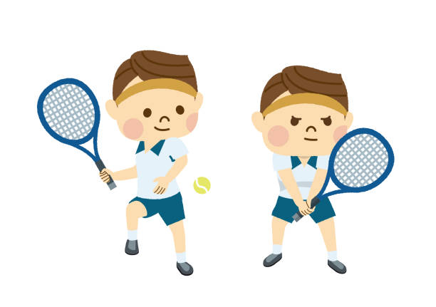 ilustraciones, imágenes clip art, dibujos animados e iconos de stock de hombres de tenis - amateur tennis