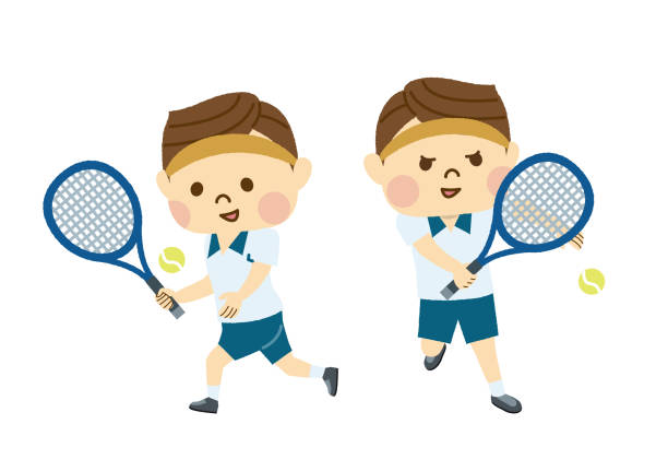 illustrations, cliparts, dessins animés et icônes de hommes de tennis - amateur tennis