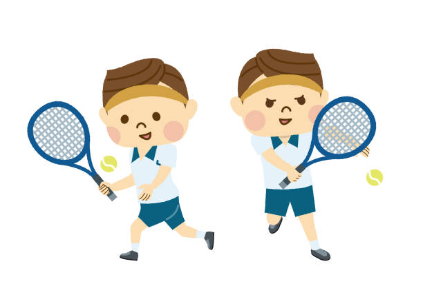 tenisiści - amateur tennis stock illustrations