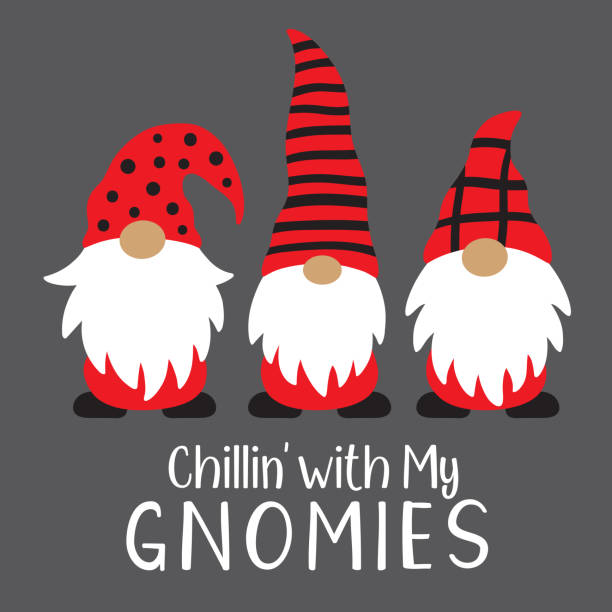 süße weihnachten urlaub gnome - weihnachten lustig stock-grafiken, -clipart, -cartoons und -symbole