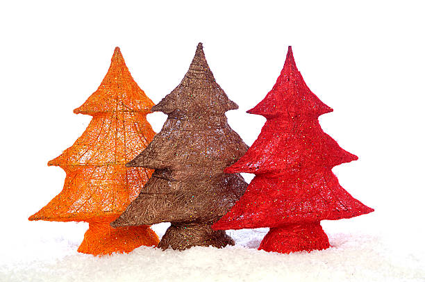 Decorative stylish christmas trees stock photo