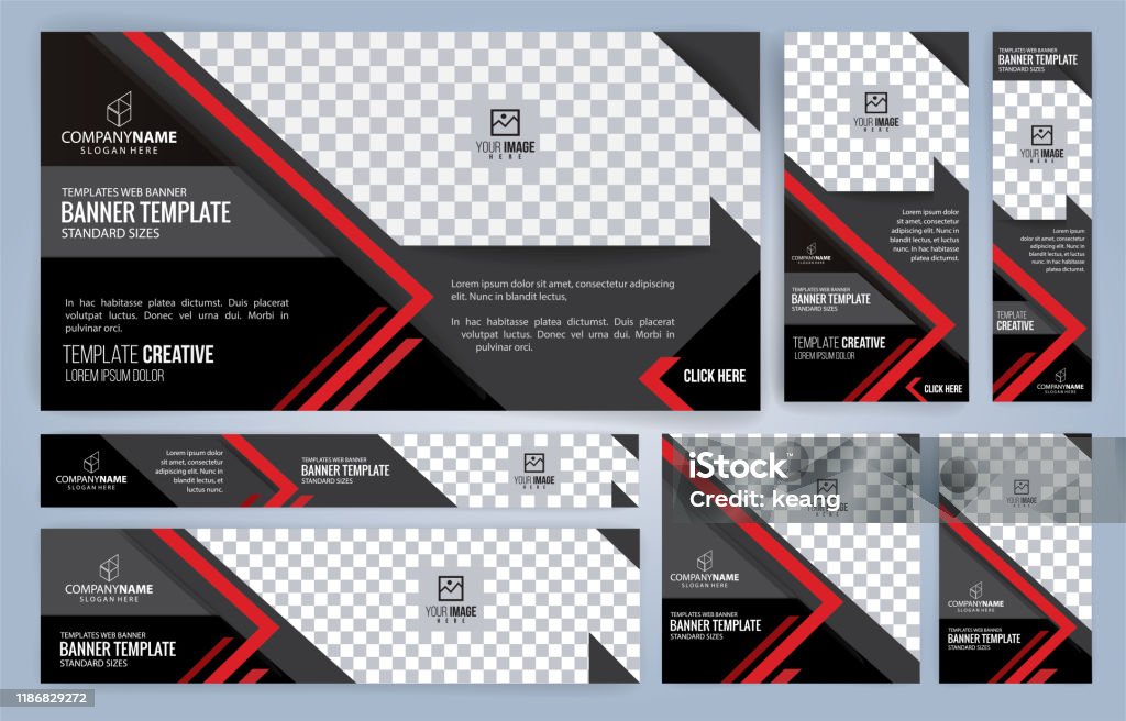 Computer Banner Red Red And Black Web Banners Templates Standard Sizes With Space For Photo ...