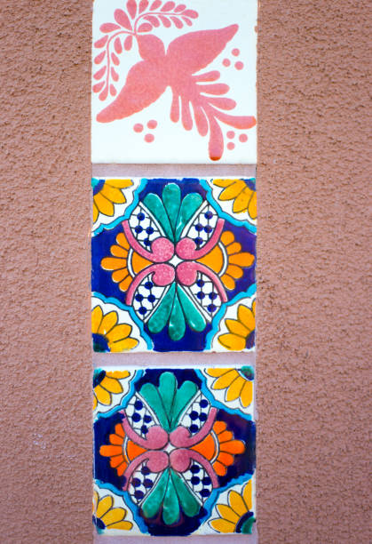 istock Santa Fe Style: Antique Mexican Talavera Tiles, Adobe Wall 1186829288