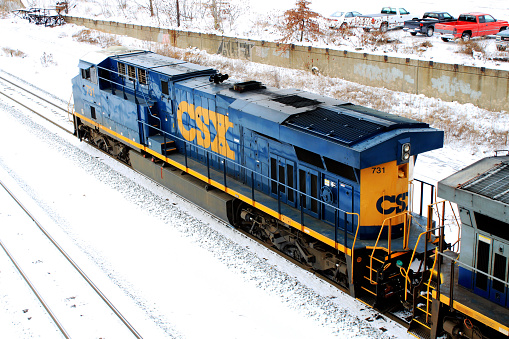 Akron, Ohio, USA - Dec.30.2009: CSX 731 Locomotive (ES44AC-H) at Akron, Ohio.

This locomotive was pulling a southbound train.