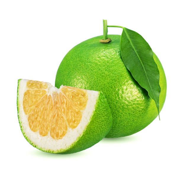 istock Green sweetie with leaf whole and slice isolated 1186830615