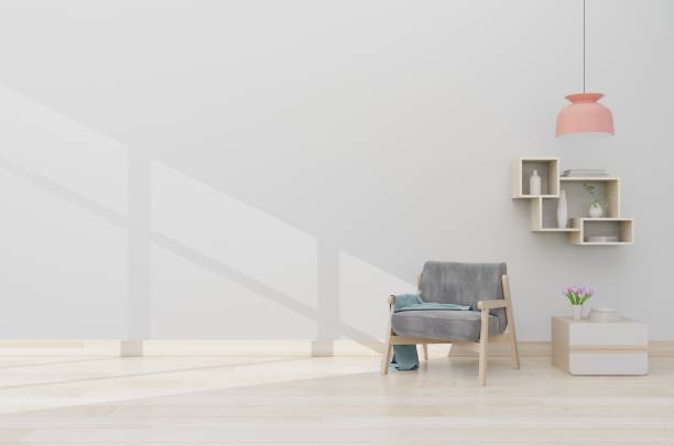 istock The interior has a armchair on empty white wall background. 1186833338