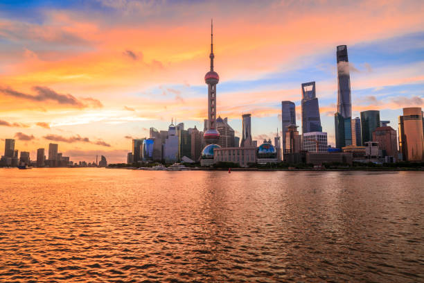 istock Sunset architectural landscape and skyline in Shanghai 1186835705