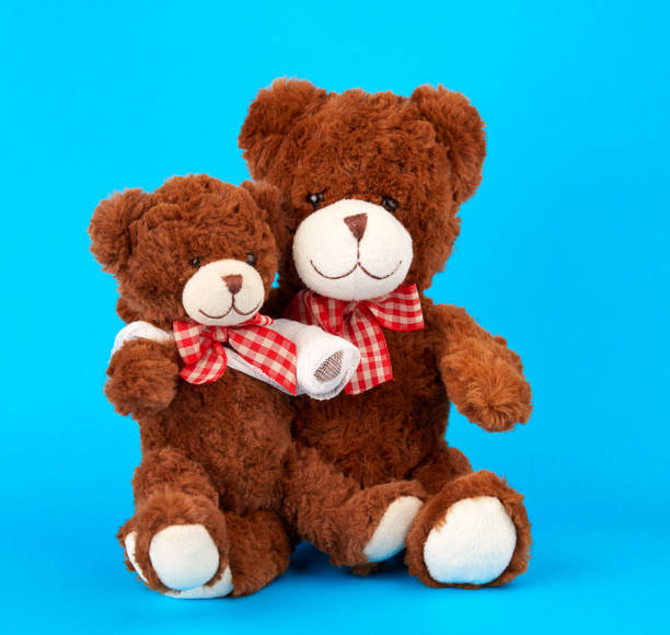 istock brown teddy bear with rewound white bandage paw 1186838520