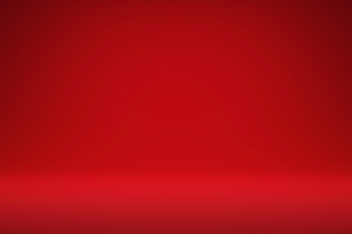 Abstract red and gradient light background with studio backdrops. Blank display or clean room for showing product. Realistic 3D render.