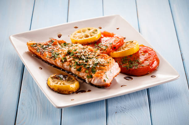 istock Grilled salmon and vegetables 1186849608